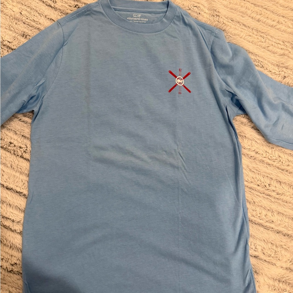 Vineyard Vines Boys Light Blue Long-Sleeve Tee with Crest Embroidery